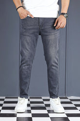 Street Style Turbo Ankle Fit Jeans In Dark Grey